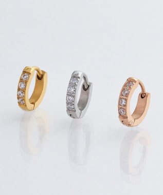 Phoebe 【金属アレルギー対応】ワンタッチビジューフープミニピアス(片耳)/サージカルステンレス シルバー シルバー