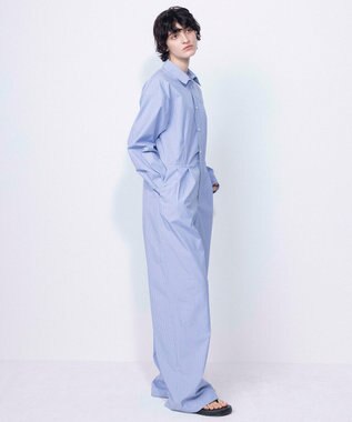 NAVE 【ReNAVE・セットアップ可/洗える/接触冷感/UVケア】コットンポリブロード オールインワン サックスブルー系1