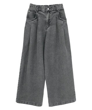 Green Parks デニムタックワイドパンツ Black