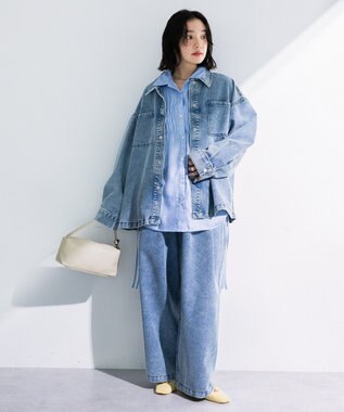 Green Parks デニムタックワイドパンツ Light Indigo