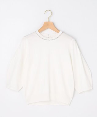 組曲 L 【先行予約・WEB限定】クリアストレッチビジューレーン6分袖 ニット