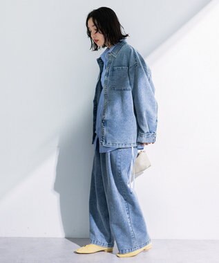 Green Parks デニムタックワイドパンツ Light Indigo