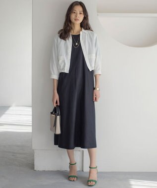 組曲 L リネンレーヨン ワンピース ネイビー系