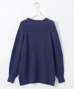 ANY SIS 【洗える・セットアップ可】アンチピリング変形畔 ボトルネック ニット ダークブルー