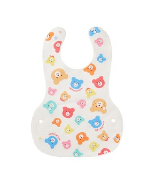 MIKI HOUSE HOT BISCUITS 総柄 お食事スタイ 白