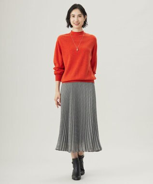 J.PRESS LADIES S 【洗える】CASHMERE BLEND スタンドカラー ニット オレンジ系