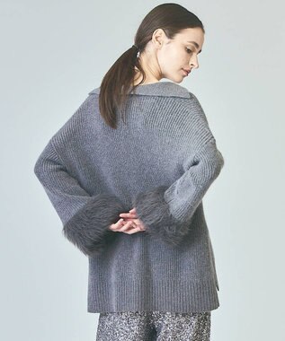 GRACE CONTINENTAL フェザースリーブニットトップ グレー