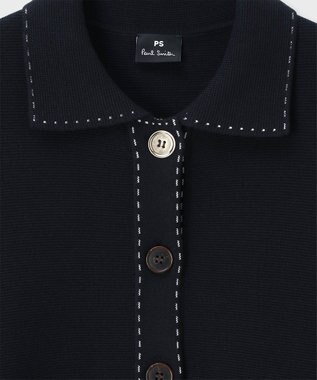 Paul Smith コントラストステッチ ミラノリブ ニットブルゾン ネイビー