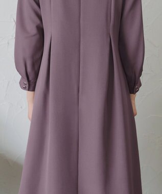 Tiaclasse 【洗える】ビジュー付きフロント切替タックワンピース プラム