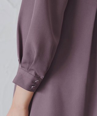 Tiaclasse 【洗える】ビジュー付きフロント切替タックワンピース プラム