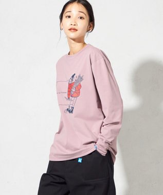 SHARE PARK LADIES 【LADIES】吸水速乾 フロントプリントTシャツ スモークピンク