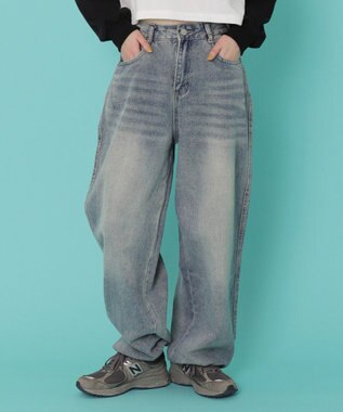 WEGO バックポケットロゴバギーデニム デニム淡色