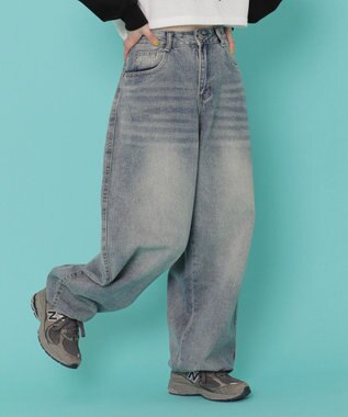 WEGO バックポケットロゴバギーデニム デニム淡色