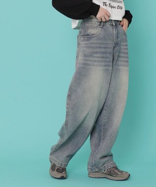 WEGO バックポケットロゴバギーデニム デニム淡色