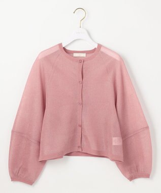 ANY SIS 【洗える】シアーランタンスリーブ カーディガン ベリーピンク