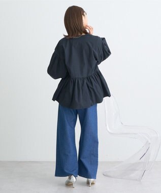 earth music&ecology 撥水ペプラムジップブルゾン Navy