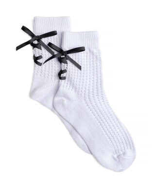 WEGO レースアップリボンソックス ホワイト