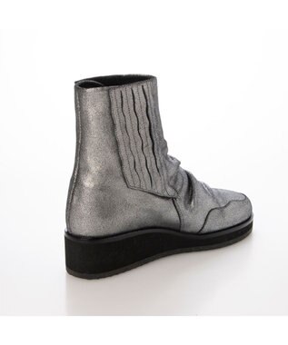 MODE ET JACOMO <D'ICI>ドレープワイドベルトショートブーツ グレーメタリック