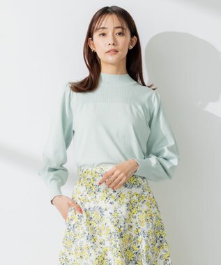 組曲 【洗える】Elenaパフスリーブ ニット グリーン系