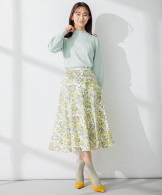 組曲 【洗える】Elenaパフスリーブ ニット グリーン系