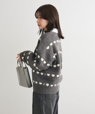 Green Parks ・ｓｗｉｎｇ　ｂｙ　ハートジャカードクルーニット Charcoal Gray