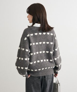 Green Parks ・ｓｗｉｎｇ　ｂｙ　ハートジャカードクルーニット Charcoal Gray