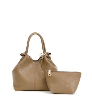 UNBILLION カシュカシュ cachecache / ポーチ付きノットハンドル2wayシボトート ブラウン