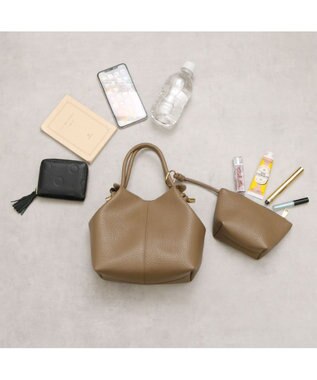 UNBILLION カシュカシュ cachecache / ポーチ付きノットハンドル2wayシボトート