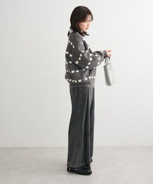 Green Parks ・ｓｗｉｎｇ　ｂｙ　ハートジャカードクルーニット Charcoal Gray