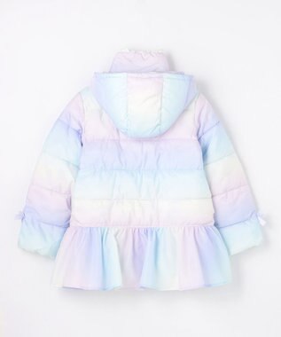ANY KIDS 【フード取り外し/洗濯機可能】中綿フリル リボンコート レインボー
