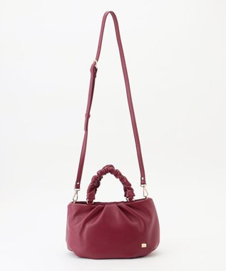 LA BAGAGERIE シープレザー ギャザーハンドル2wayラウンドトートバッグ ワイン