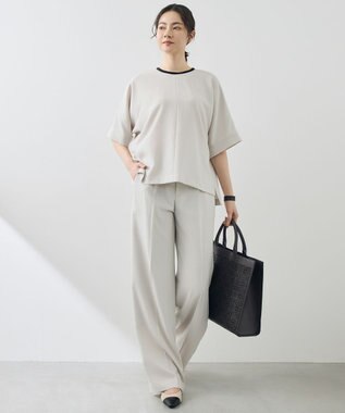 自由区 【カタログ掲載・セットアップ対応・セレモニー・ハレの日・通勤】テクスチャードスーツストレートワイド パンツ フラックス