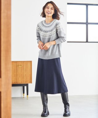 J.PRESS LADIES アクアレジェンドウールジャージー スカート ネイビー系