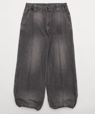 WEGO イージーバギーフレアデニムスラックス デニムブラック