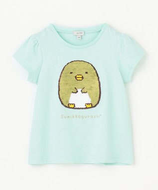 ANY KIDS 【WEB限定/すみっコぐらし】ミラクルスパンコールTシャツ ミント(とかげ・ぺんぎん?)