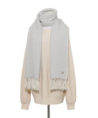 MOONBAT FURLA(フルラ）ループヤーン ツイード調ラメ入り ストール アルパカ混 日本製 ライトグレー