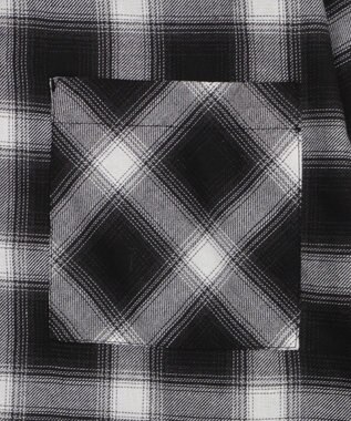 WEGO 裏毛フードチェックシャツ ブラックチェック1