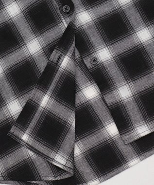 WEGO 裏毛フードチェックシャツ ブラックチェック1