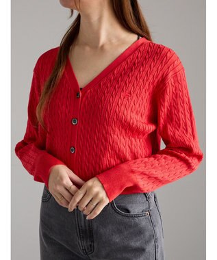 Te chichi ミニケーブル刺繍Vネックカーディガン