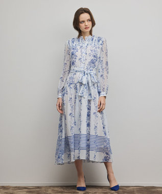 GRACE CONTINENTAL フラワープリントティアードワンピース