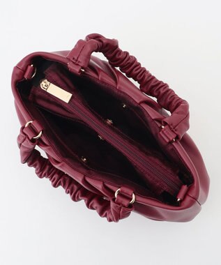 LA BAGAGERIE シープレザー ギャザーハンドル2wayラウンドトートバッグ ワイン