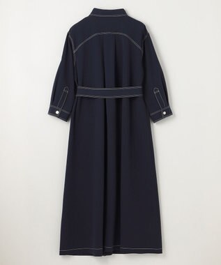 GRACE CONTINENTAL 配色ステッチワークシャツワンピース ネイビー