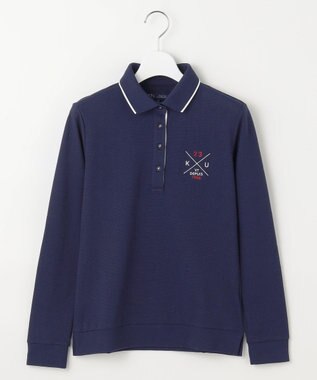 23区GOLF 【WOMEN】【UVカット】ハニカムカノコ長袖ポロシャツ ネイビー系