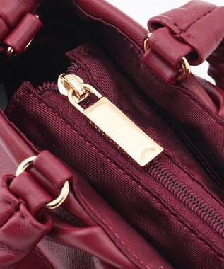 LA BAGAGERIE シープレザー ギャザーハンドル2wayラウンドトートバッグ ワイン