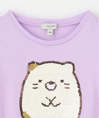 ANY KIDS 【WEB限定/すみっコぐらし】ミラクルスパンコールTシャツ ラベンダー(ねこ・しろくま)