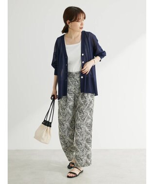 Green Parks 接触冷感Ｖネックカーデ Dark Navy