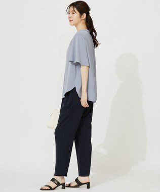 ANY SIS 【接触冷感・吸水速乾・UVカット】サラキレイ スキッパー ブラウス ライトブルー