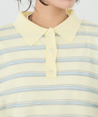 CRAFT STANDARD BOUTIQUE シアーボーダーポロ衿ニットプルオーバー Ivory