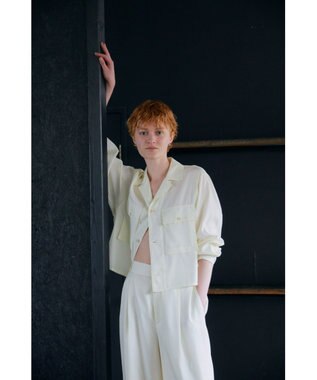 NAVE 【ReNAVE・セットアップ可/洗える/UVケア/接触冷感】フィブリルシャンブレー オープンカラーシャツ アイボリー系