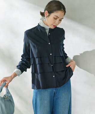 組曲 【WEB限定カラーあり】リヨセルシャーティング ティアードブラウス ネイビー系